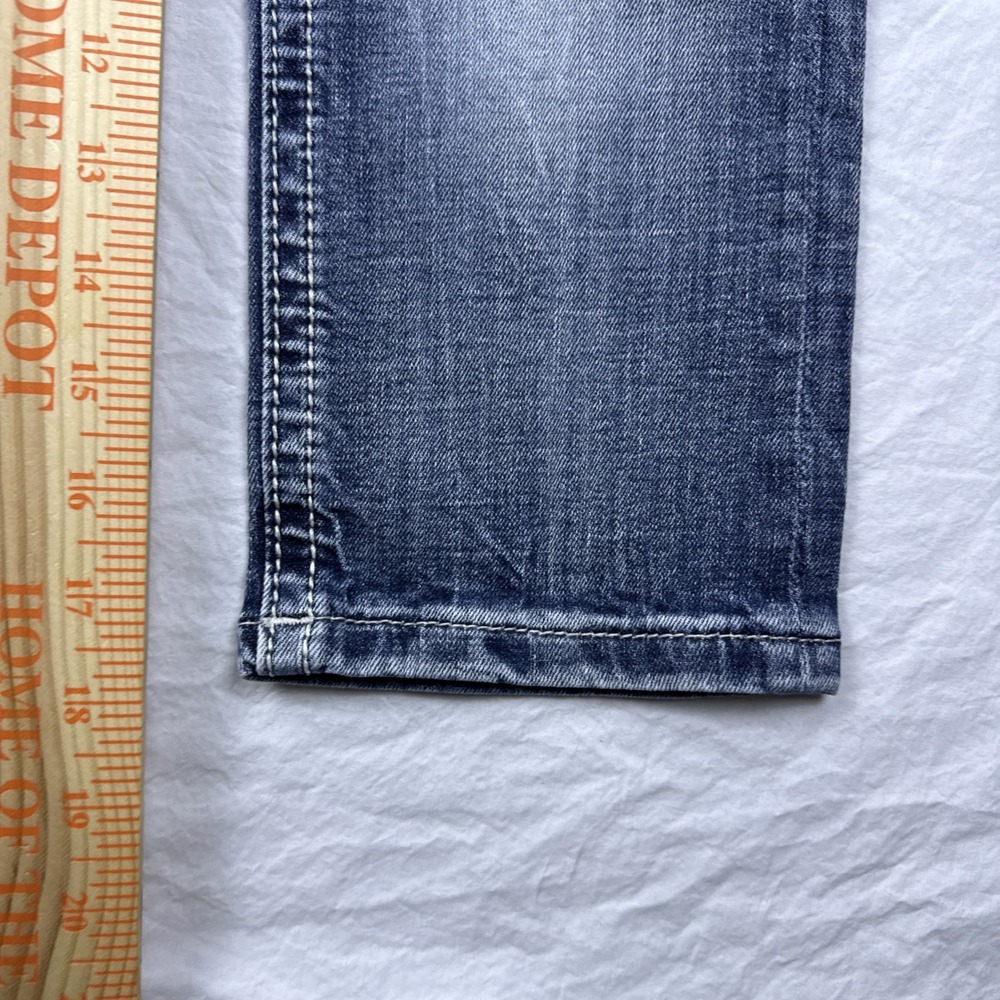 Miss Me Crop GIRLS 21x18 Jeans Cross Flap Blue Rhinestone EMBELISHED - Picture 5 of 9